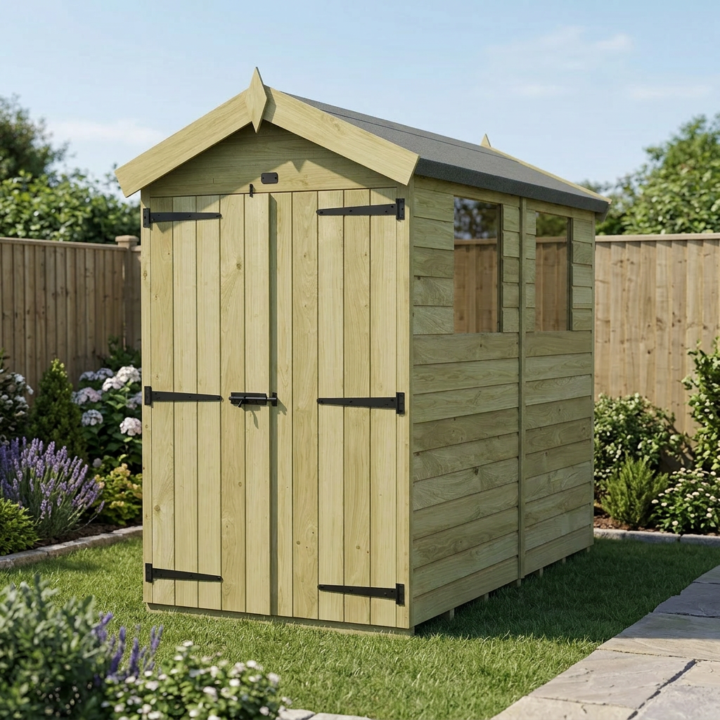 4 x 5 Apex Shed (Double Door, With Windows) - view 4