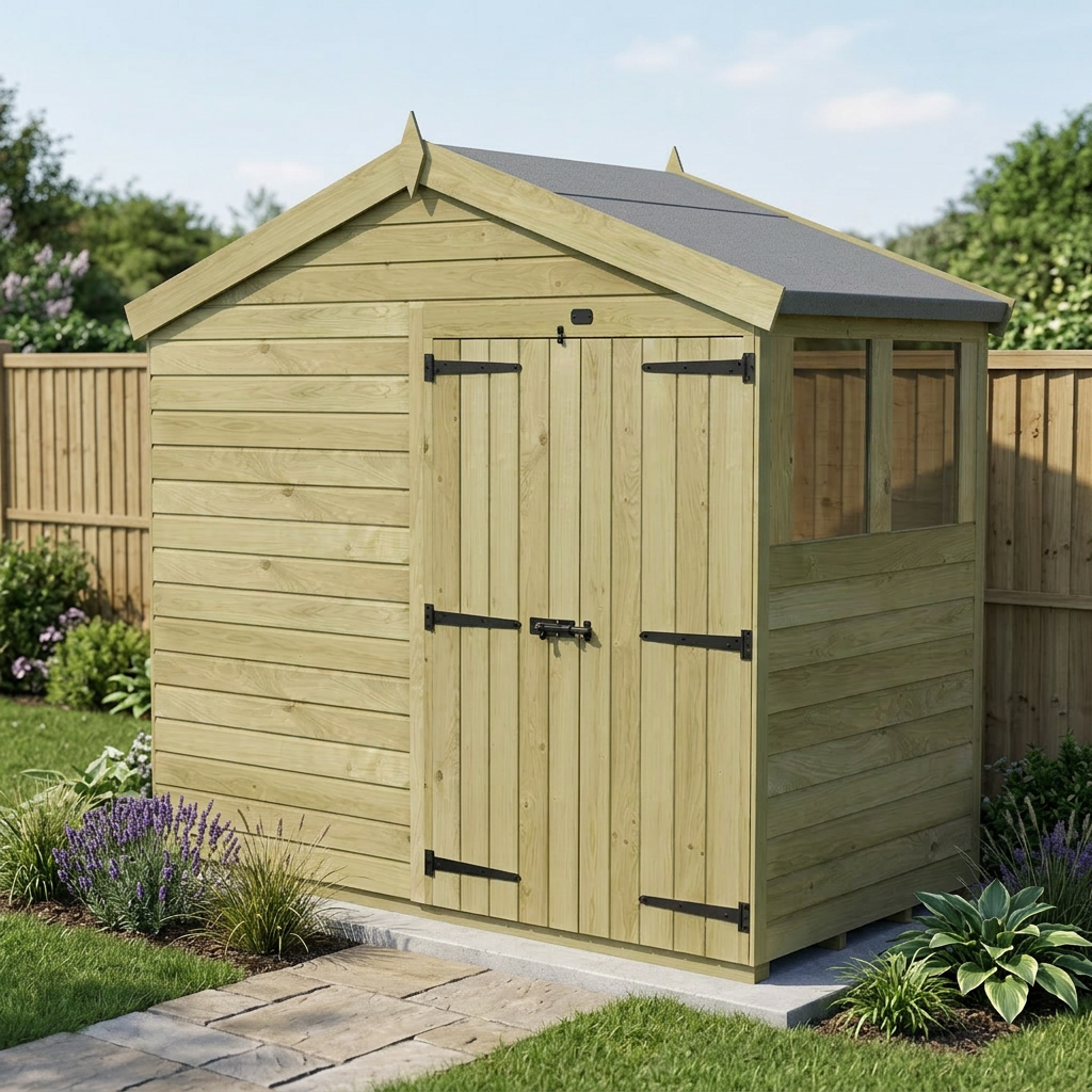 8 x 4 Apex Shed (Double Door, With Windows) - view 4