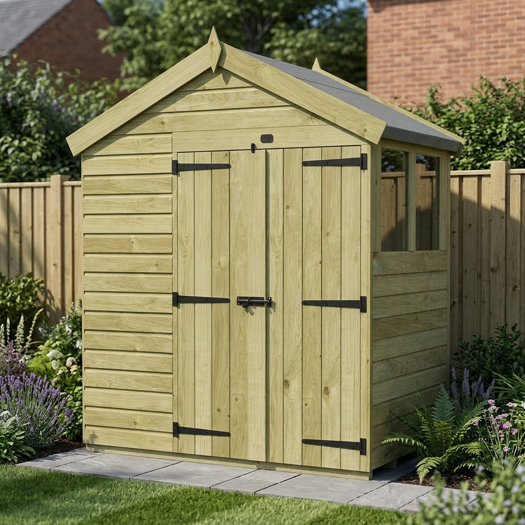 7 x 4 Apex Shed (Double Door, With Windows) - view 5