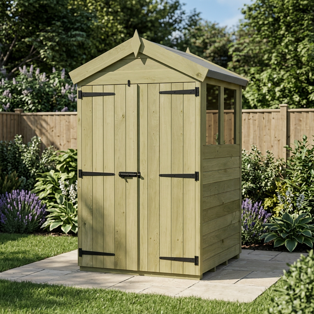 4 x 4 Apex Shed (Double Door, With Windows) - view 5