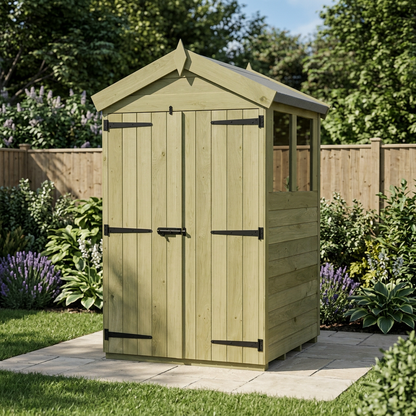 4 x 4 Apex Shed (Double Door, With Windows) - view 5