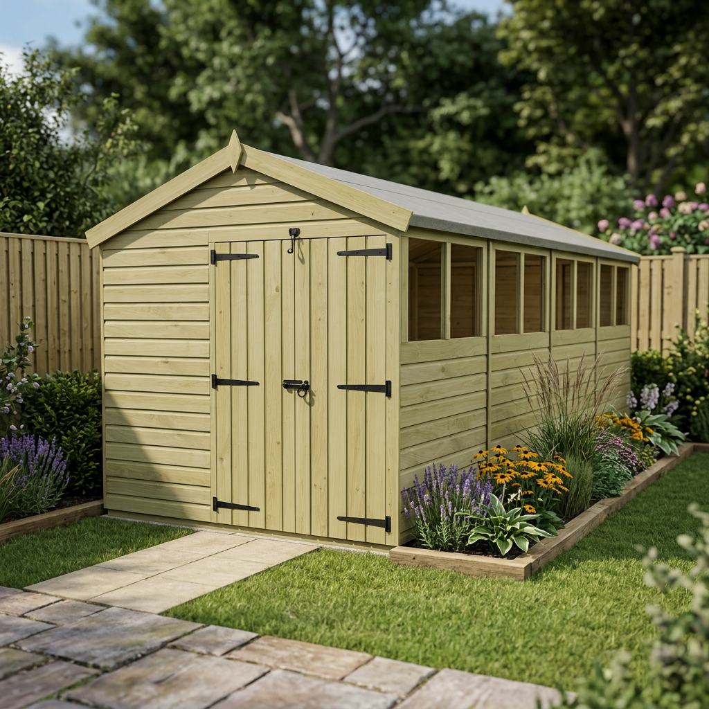 8 x 20 Apex Shed (Double Door, With Windows) - view 5