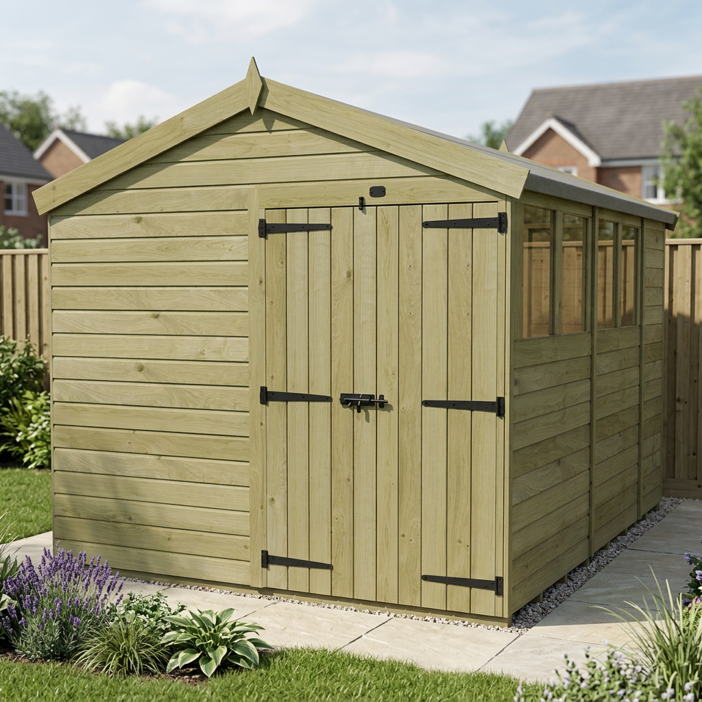 8 x 15 Apex Shed (Double Door, With Windows) - view 5