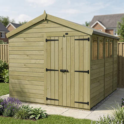 8 x 15 Apex Shed (Double Door, With Windows) - view 5