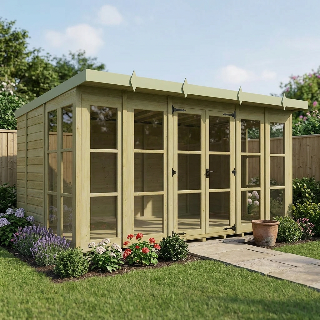 16 x 9 Georgian Window Pent Summer House - view 4