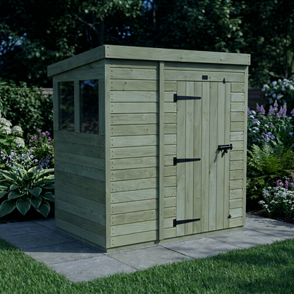 6 x 4 Pent Shed (Single Door, With Windows) - view 6