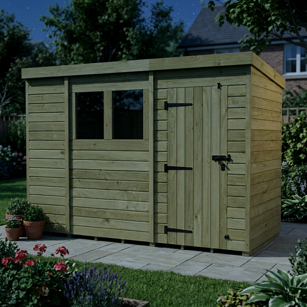 10 x 4 Pent Shed (Single Door, With Windows) - view 6