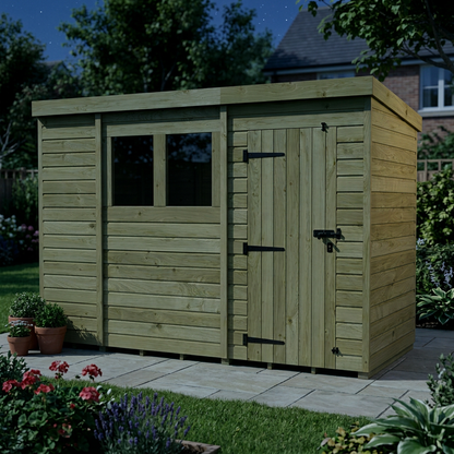 10 x 4 Pent Shed (Single Door, With Windows) - view 6