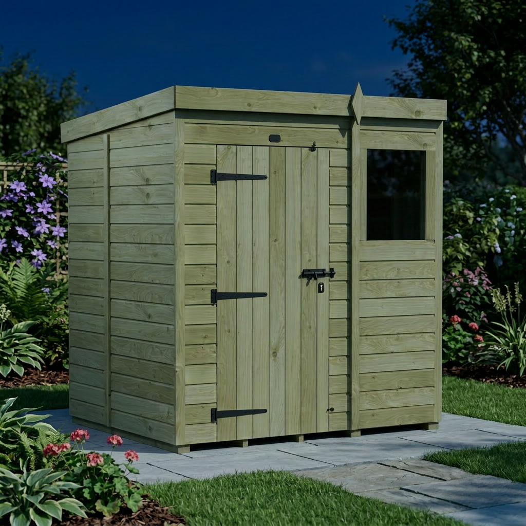 6 x 5 Pent Shed (Single Door, With Windows) - view 6