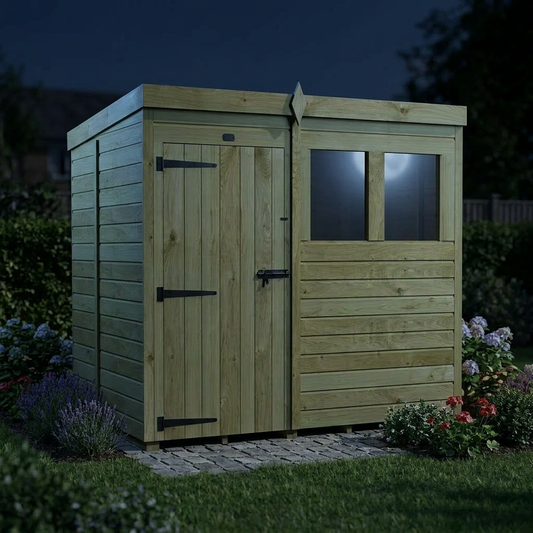 7 x 5 Pent Shed (Single Door, With Windows) - view 2