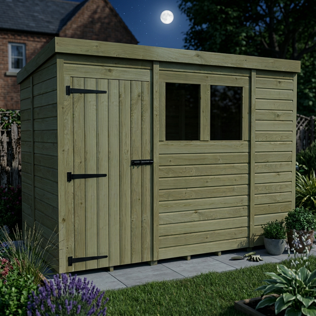 9 x 5 Pent Shed (Single Door, With Windows) - view 3