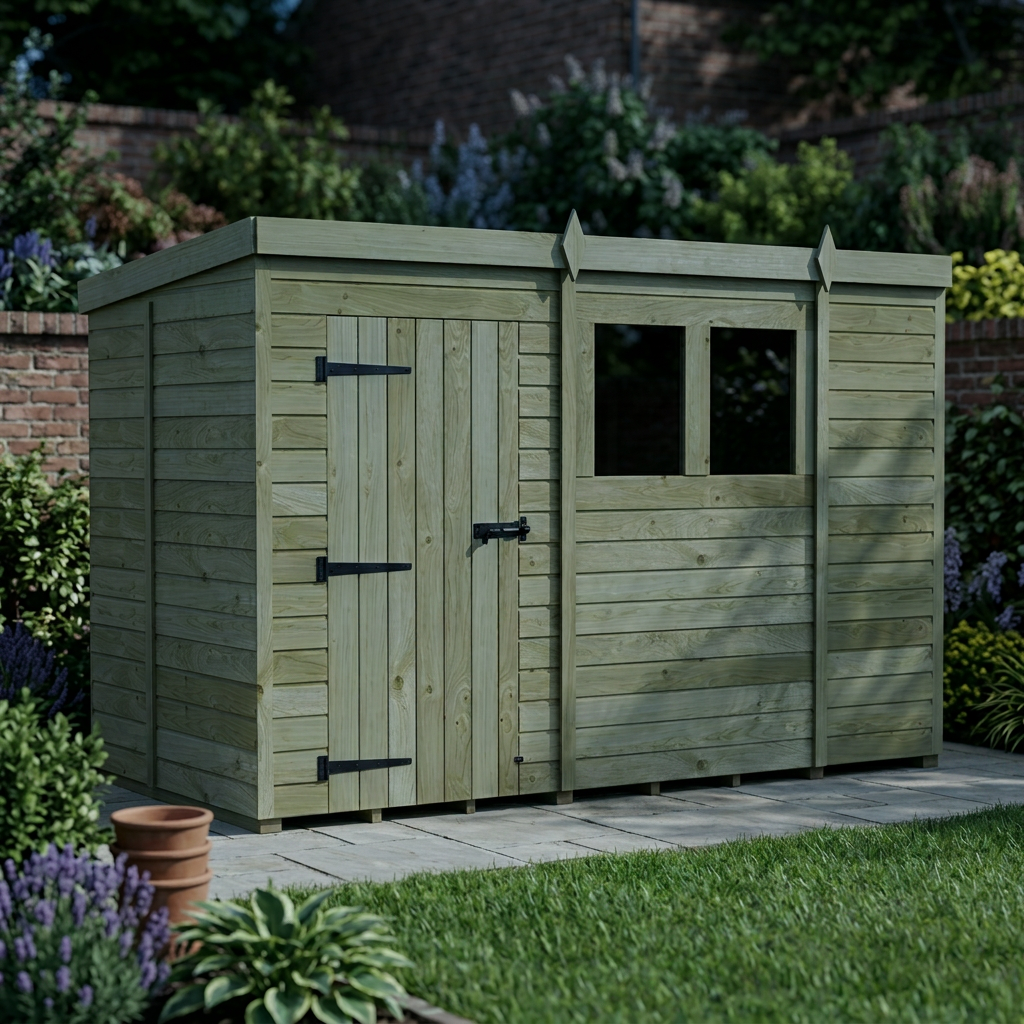 10 x 5 Pent Shed (Single Door, With Windows) - view 5