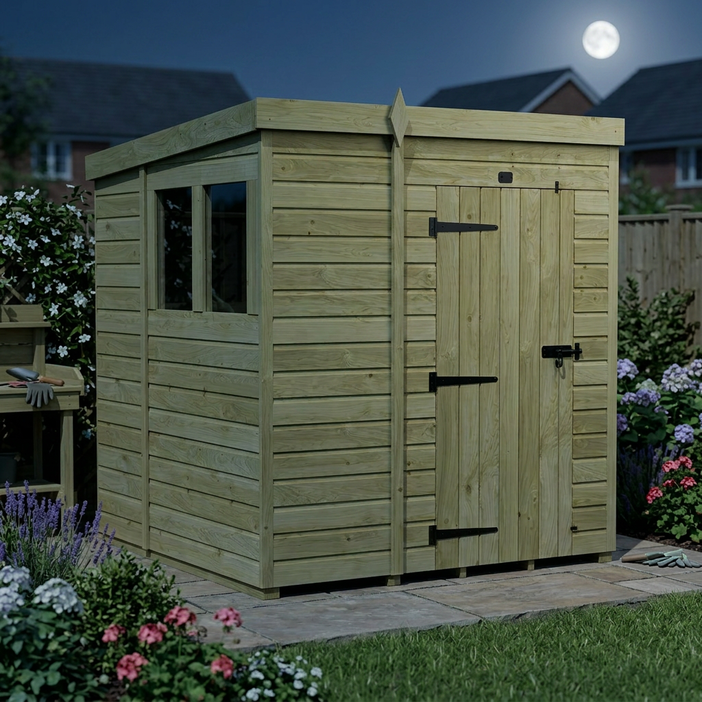 6 x 6 Pent Shed (Single Door, With Windows) - view 5