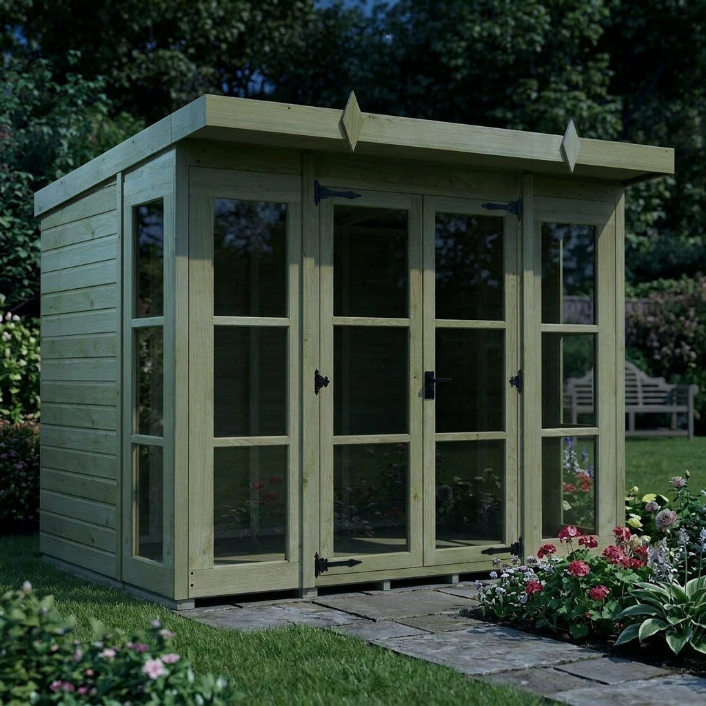 8 x 6 Georgian Window Pent Summer House - view 4