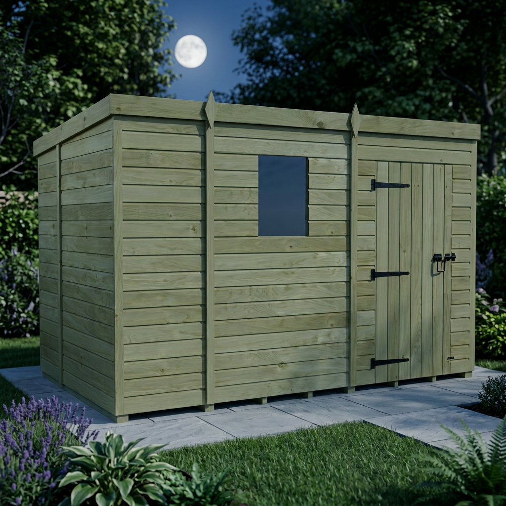 9 x 6 Pent Shed (Single Door, With Windows) - view 3