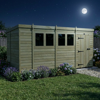 14 x 6 Pent Shed (Single Door, With Windows) - Pent Shed