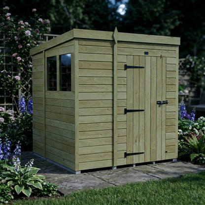 6 x 7 Pent Shed (Single Door, With Windows) - view 6