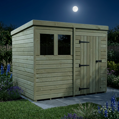 8 x 7 Pent Shed (Single Door, With Windows) - Pent Shed