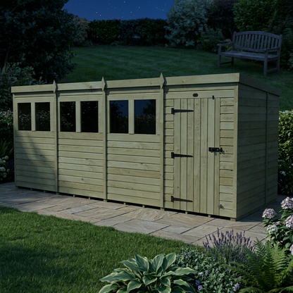 16 x 7 Pent Shed (Single Door, With Windows) - view 6