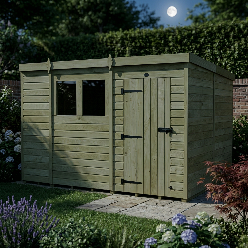 10 x 8 Pent Shed (Single Door, With Windows) - view 2
