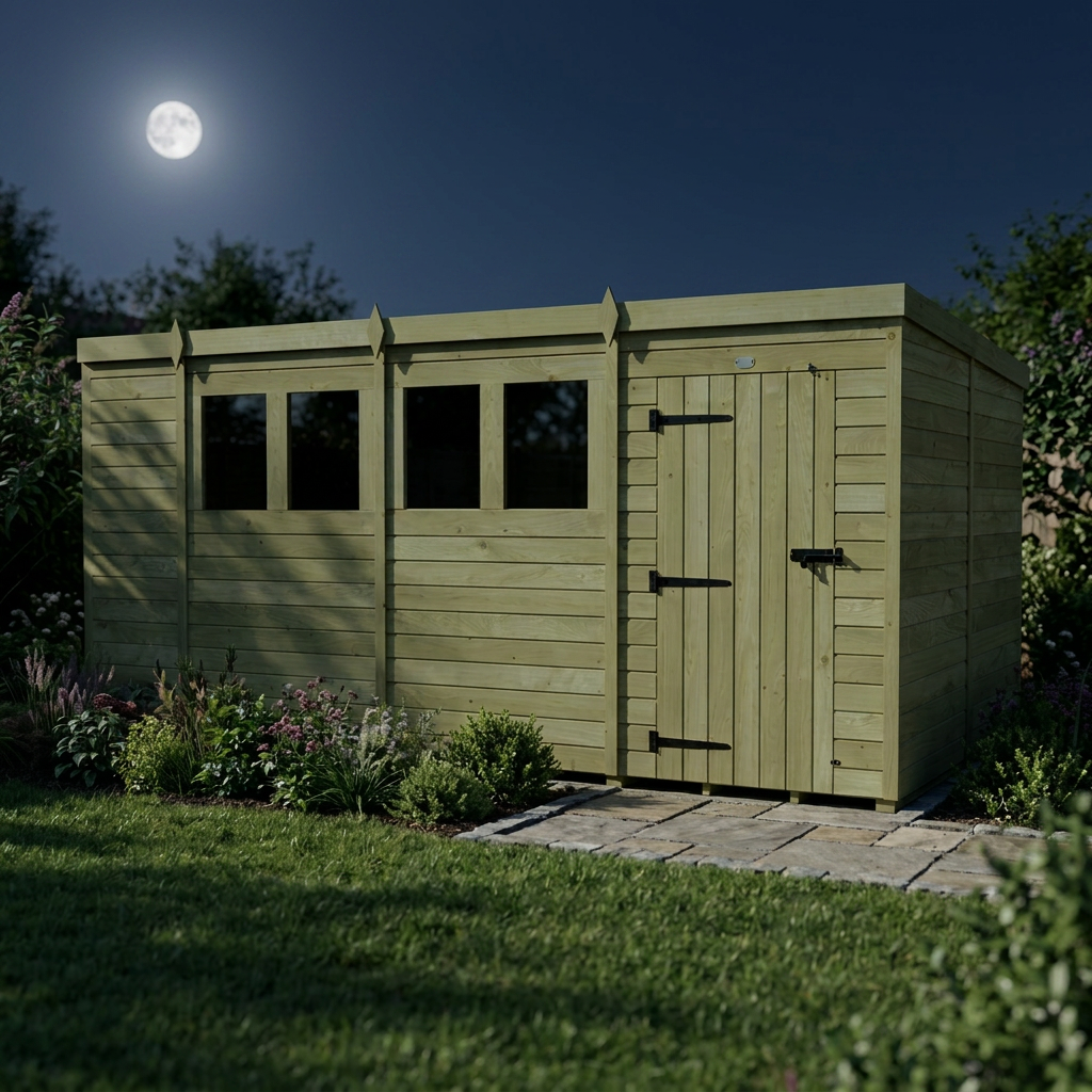 15 x 8 Pent Shed (Single Door, With Windows) - view 6