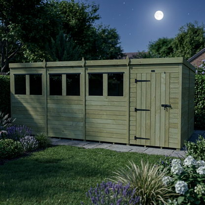 16 x 8 Pent Shed (Single Door, With Windows) - view 3