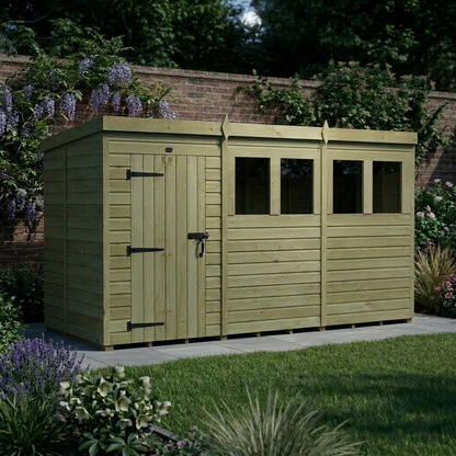 12 x 5 Pent Shed (Single Door, With Windows) - view 5