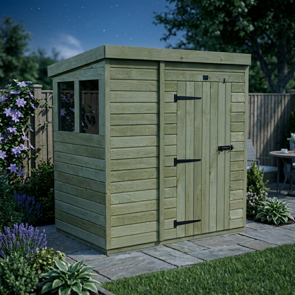 7 x 4 Pent Shed (Single Door, With Windows) - view 5