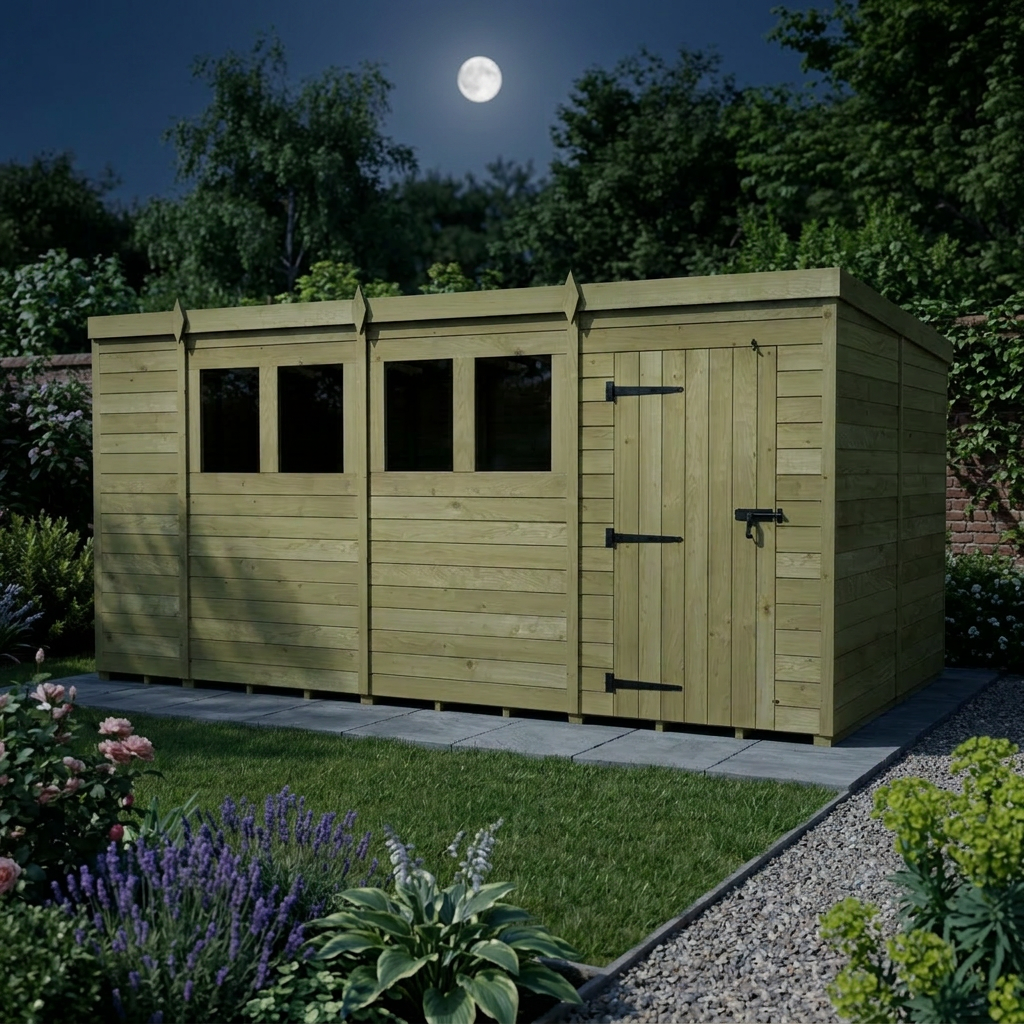 14 x 8 Pent Shed (Single Door, With Windows) - view 5