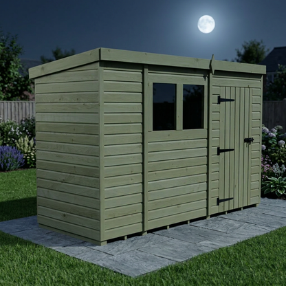 11 x 4 Pent Shed (Single Door, With Windows) - view 6