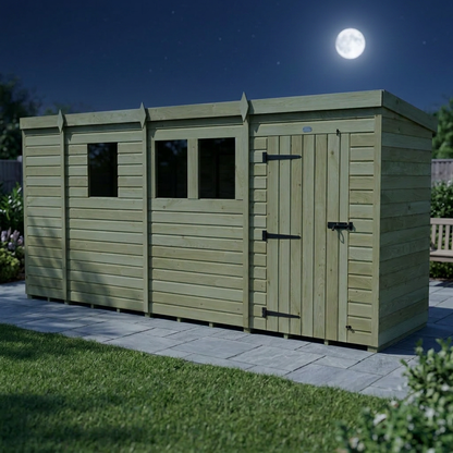 13 x 4 Pent Shed (Single Door, With Windows) - view 5