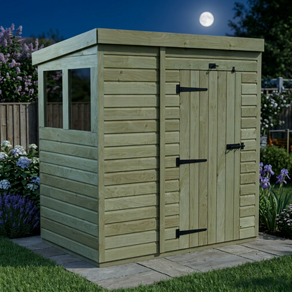 5 x 4 Pent Shed (Single Door, With Windows) - view 5