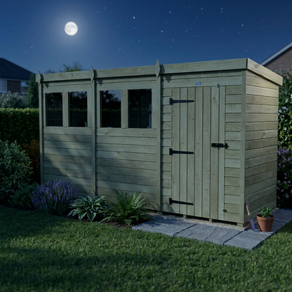 15 x 4 Pent Shed (Single Door, With Windows) - view 6
