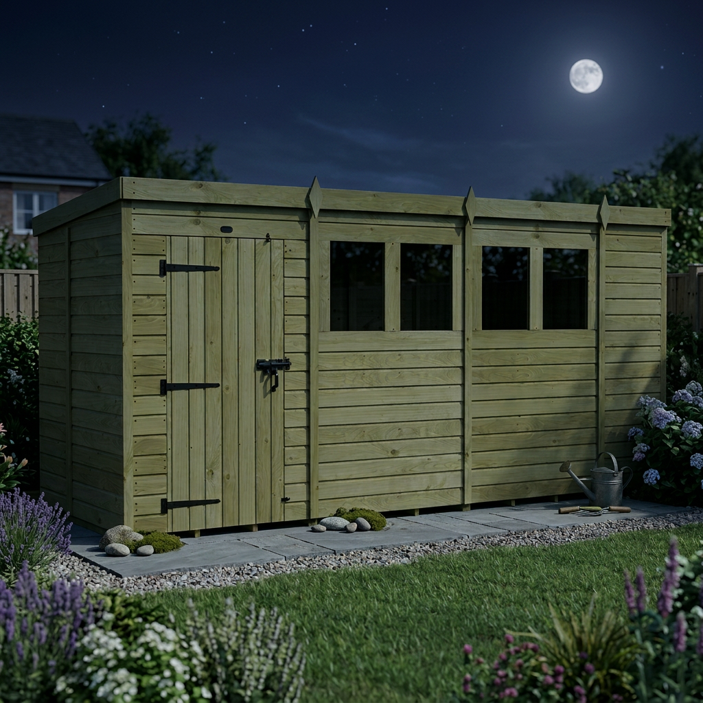14 x 5 Pent Shed (Single Door, With Windows) - view 6
