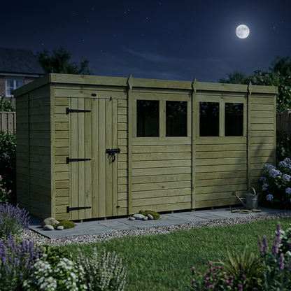 14 x 5 Pent Shed (Single Door, With Windows) - view 6