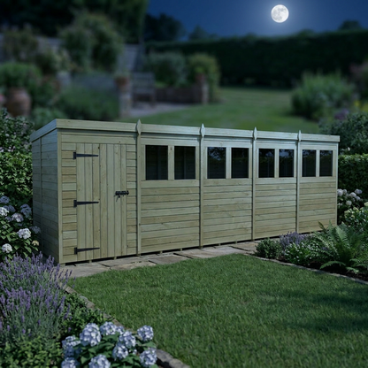 20 x 5 Pent Shed (Single Door, With Windows) - view 6