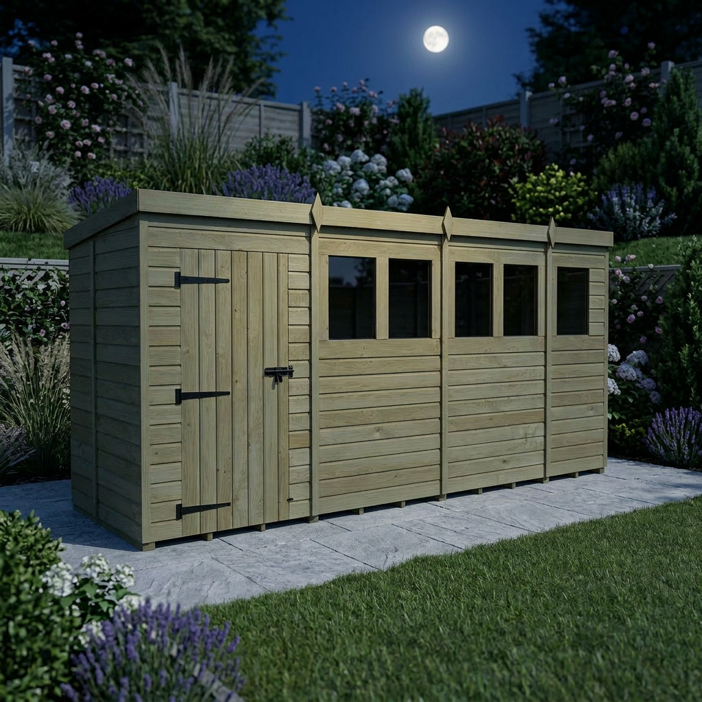18 x 5 Pent Shed (Single Door, With Windows) - view 5