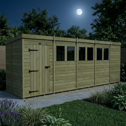19 x 5 Pent Shed (Single Door, With Windows) - view 6