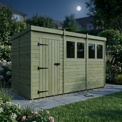 15 x 5 Pent Shed (Single Door, With Windows) - view 5