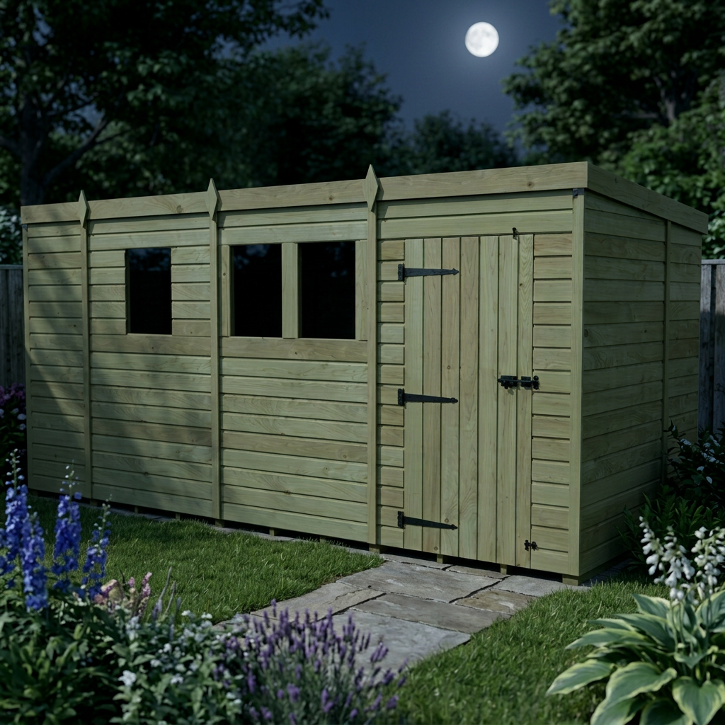 13 x 6 Pent Shed (Single Door, With Windows) - view 5