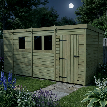 13 x 6 Pent Shed (Single Door, With Windows) - view 5
