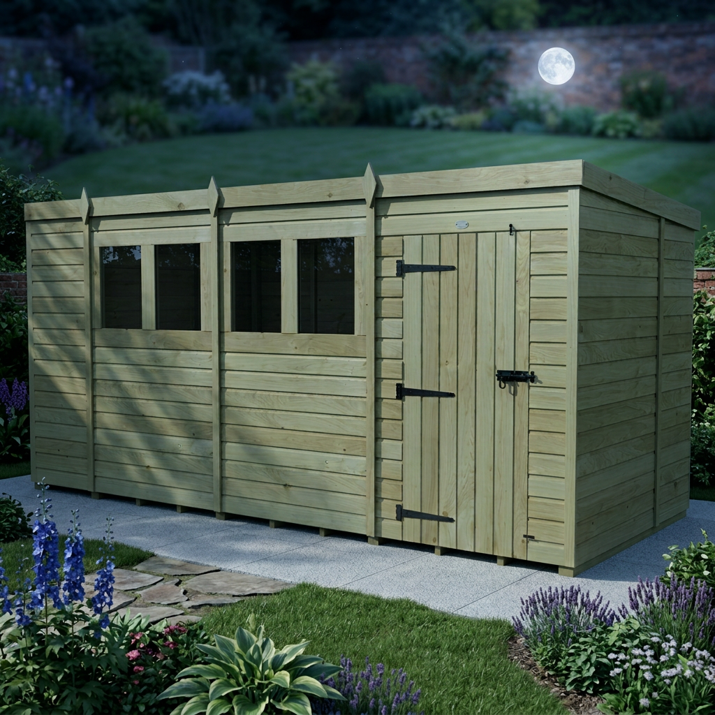 15 x 6 Pent Shed (Single Door, With Windows) - view 5