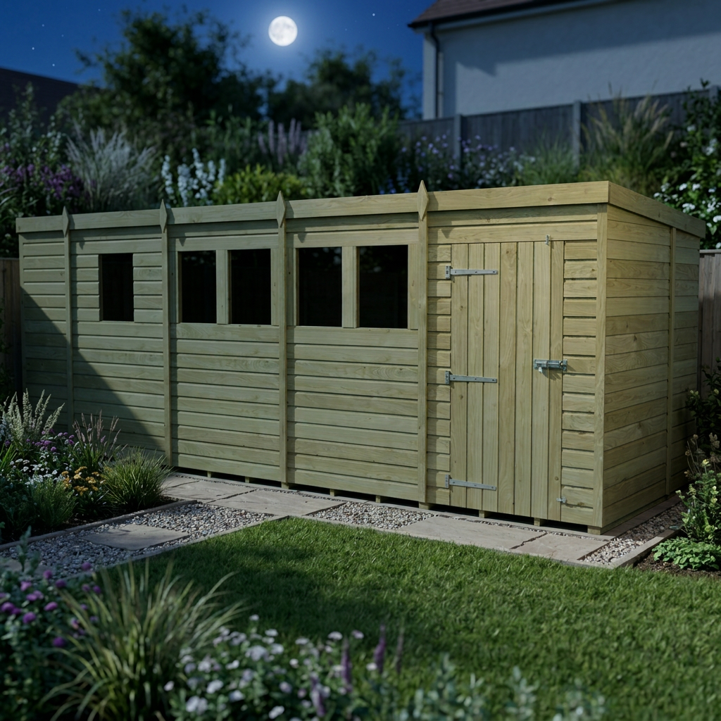 17 x 6 Pent Shed (Single Door, With Windows) - view 5