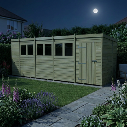 19 x 6 Pent Shed (Single Door, With Windows) - view 5