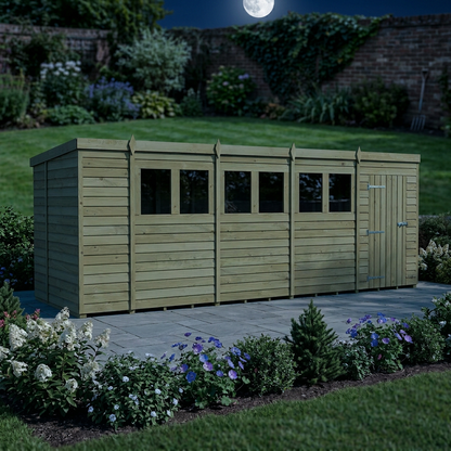 18 x 6 Pent Shed (Single Door, With Windows) - view 6