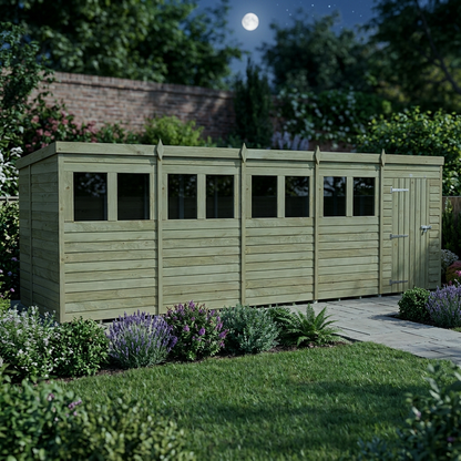 20 x 6 Pent Shed (Single Door, With Windows) - view 5