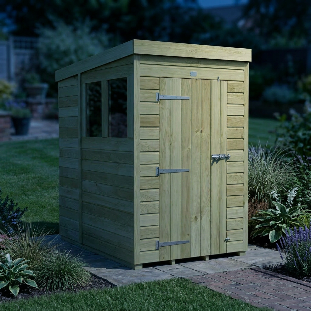 4 x 7 Pent Shed (Single Door, With Windows) - view 6