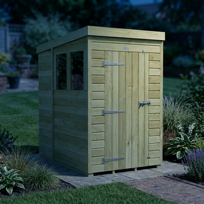 4 x 7 Pent Shed (Single Door, With Windows) - view 6