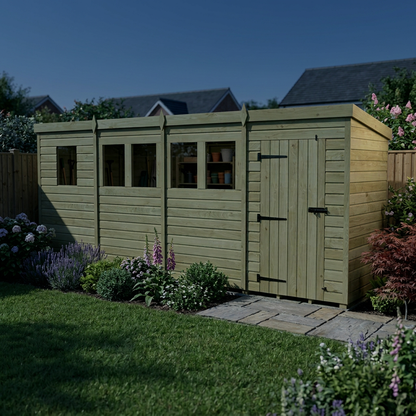 17 x 7 Pent Shed (Single Door, With Windows) - view 5