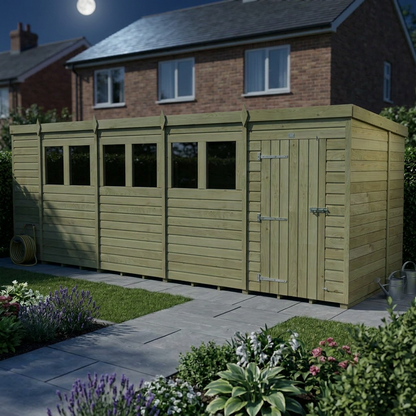 19 x 7 Pent Shed (Single Door, With Windows) - view 5